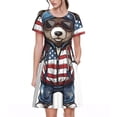 thumbnail image 1 of Disketp Patriotic Boxing Bear Art para Vestido de Manga Corta para Mujeres, Vestidos de Verano para Mujeres, Casual y Holgado para la Playa, 1 of 6