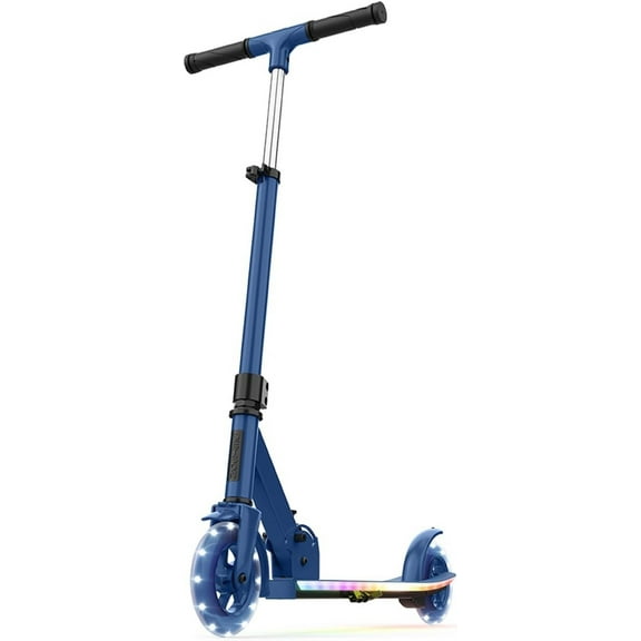 Jetson JHGLT-BLU Highlight 2-Wheel Kick Scooter, Kinetic Lights on Deck and Wheels, 6 Inch Wheels, Rear Brake, Easy-Folding Mechanism, Ages 6 (Blue)