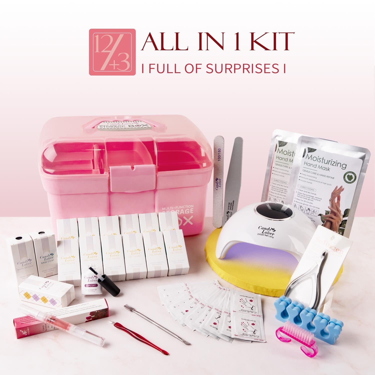 Candy Lover Gel Nail Polish Kit with UV LED Lamp, 12 Colors All Seasons Gel Polish Starter Kit, All-in-One Quick Dry Long-Lasting Nail Gel Kit with Manicure Tools Valentine Gift for Women