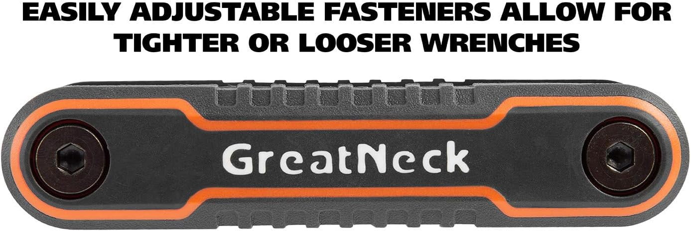 MKEUDQ-GreatNeck 74208 9 Piece Folding SAE Hex Key Set, Allen Key Set, Labeled Wrench Sizes, Easily Adjustable Fasteners, Color-Coded Body for Easy Identification