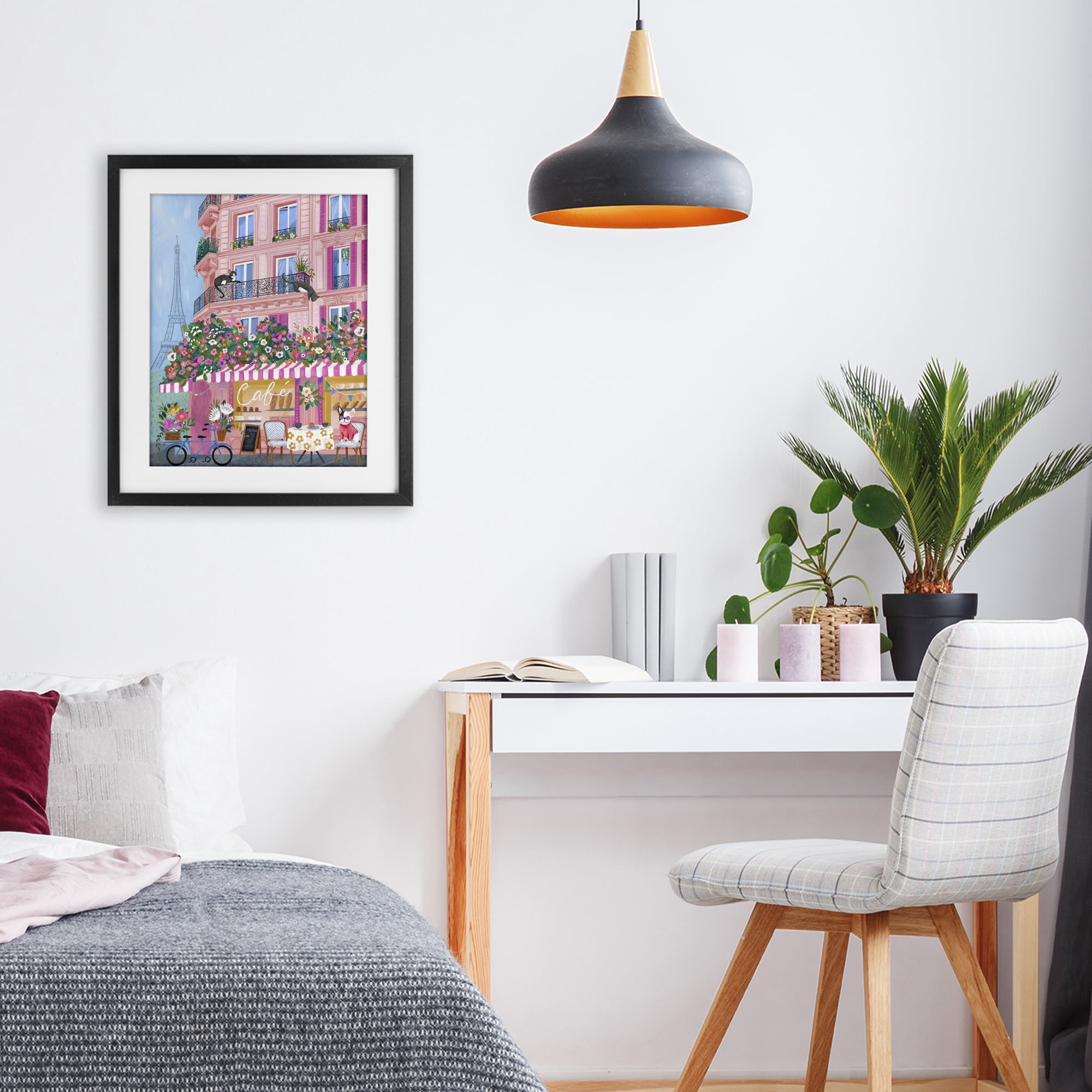Stupell Industries Cats on Cafe Balcony Black Framed Print Under Glass, design by Arrolynn Weiderhold