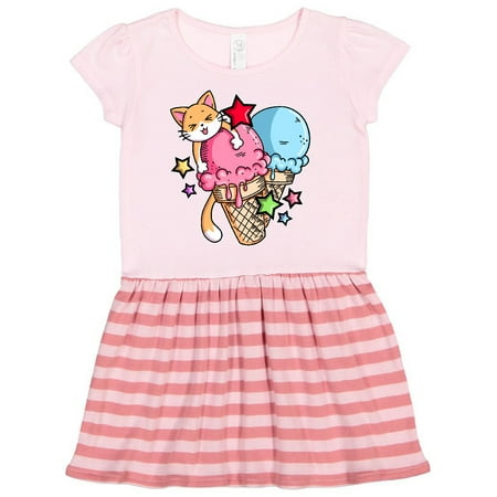 

Inktastic Ice Cream Cones with Orange Cat and Stars Gift Toddler Girl Dress