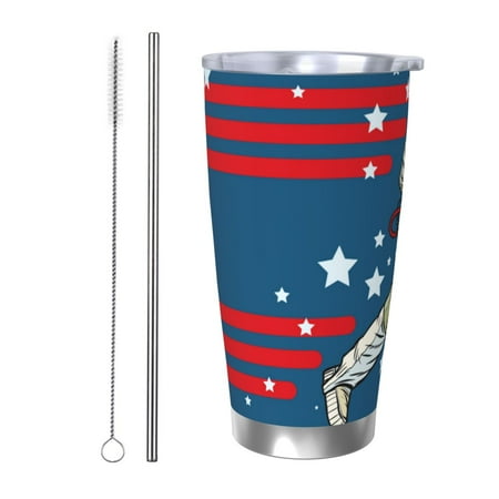 

Ocsxa Astronaut Runs Forward Pattern 20oz Travel Coffee Mug with Flip Lid Stainless Steel Insulated Insulated Coffee Mug Thermal Cup with Splash Proof Sliding Lid-Straw Two-piece Set