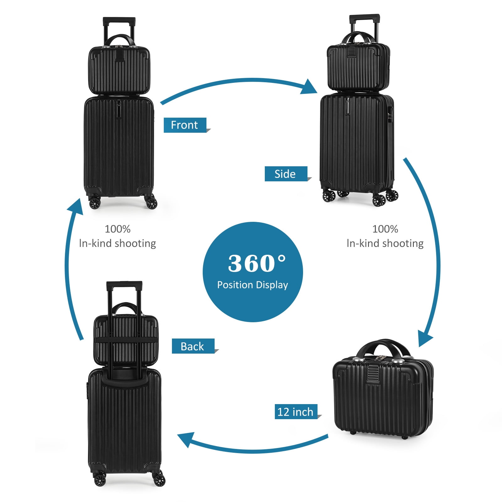 2-Piece Luggage Set  Carry On Suitcase with 14" Makeup Case