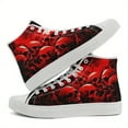thumbnail image 3 of Coolcustomize Women's & Unisex Gothic Sneakers - Lightweight Skate Shoes with Red Skull & Black Gothic Pattern, Lace-Up High-top Casual Streetwear for Concerts, Halloween, Ladies' Casual Boots, 3 of 10