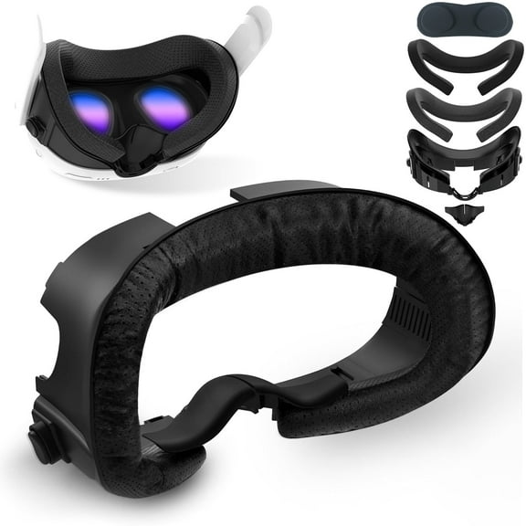 Facial Interface with Breathable Face and Ice Breathable Face Pad Compatible Meta Quest 3 Accessories, Adjustable VR Face Cover with Light-Blocking Nose Pad, Air-Circulation Design