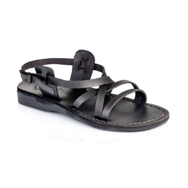 The Nampula Black Leather Women Slingback Sandal