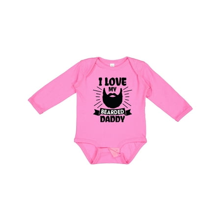 

Inktastic I Love My Bearded Daddy with Beard Silhouette Gift Baby Boy or Baby Girl Long Sleeve Bodysuit