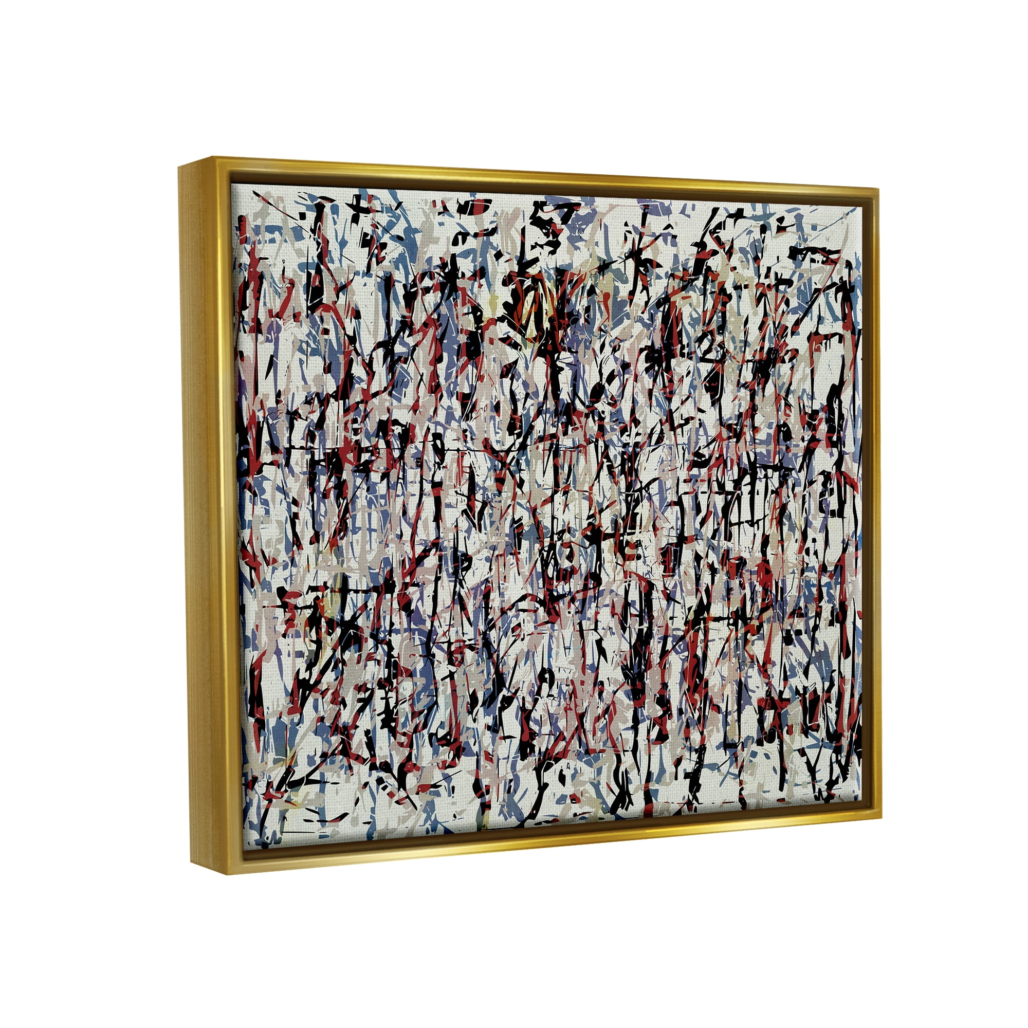 Stupell Industries Urban Style Abstract Splatter Abstract Painting Gold Floater Framed Art Print Wall Art, 21 x 17