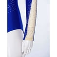 thumbnail image 7 of Jizyo Women Sheer Mesh Long Sleeve Bodysuit Shiny Rhinestone Ballet Dance Gymnastics Leotard Blue XXL, 7 of 7