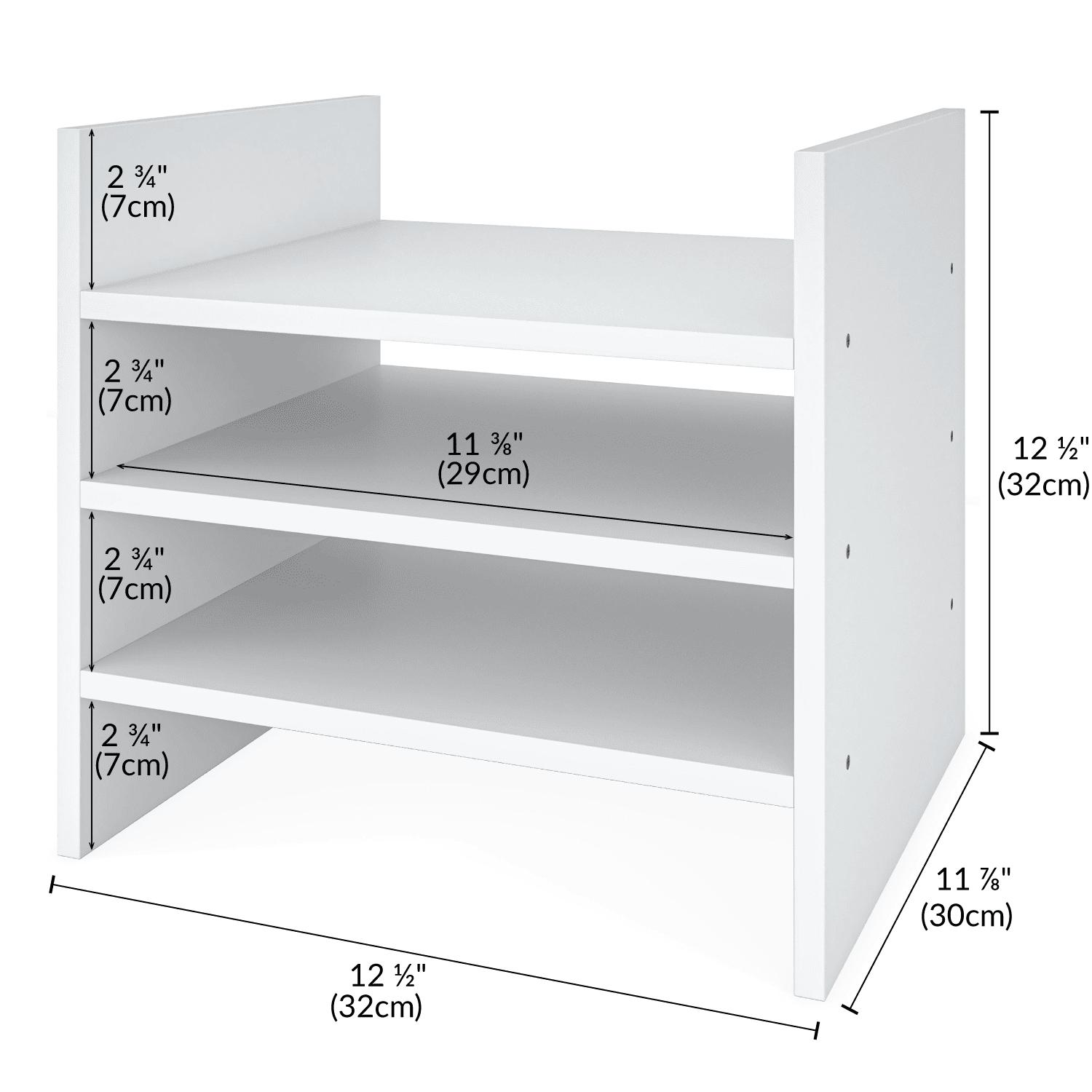 Ballucci 4-Tier Wood Paper Organizer, Compatible with Cube Storage Shelves, White