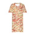 thumbnail image 2 of Vestido Corto de Verano Moda Grande Impresión de Manga Corta Cuello en V Bolsillo Mini Vestido para Casual Y Diario, 2 of 5