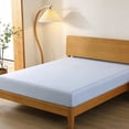 thumbnail image 2 of Fitted Bed Sheet Polyester Non Slip Elastic Double Bed Size 78.74X70.86In Blue for Mattress Protection, 2 of 7