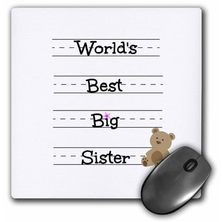 3dRose Worlds best big sister - Mouse Pad, 8 by