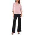 thumbnail image 2 of INSPIRE CHIC Satin Blouse for Women Dressy Casual Boat Neck 3/4 Sleeve Work Shirt S Dusty Pink, 2 of 5