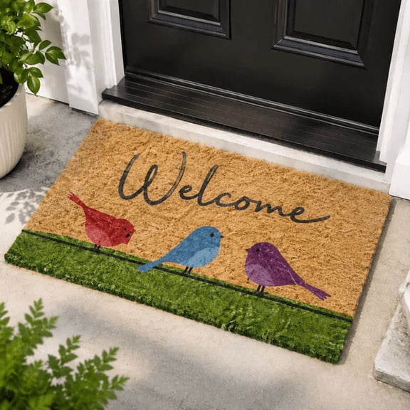 Welcome Mat, Outdoor Rug, Indoor Door Mat, Inside Door Mats For Home Entrance, Colorful Bird Welcome Mat Non Slip PVC Backing Dirt Trapping Entry Floor Mat for Indoor Outdoor Entryway Porch Decor