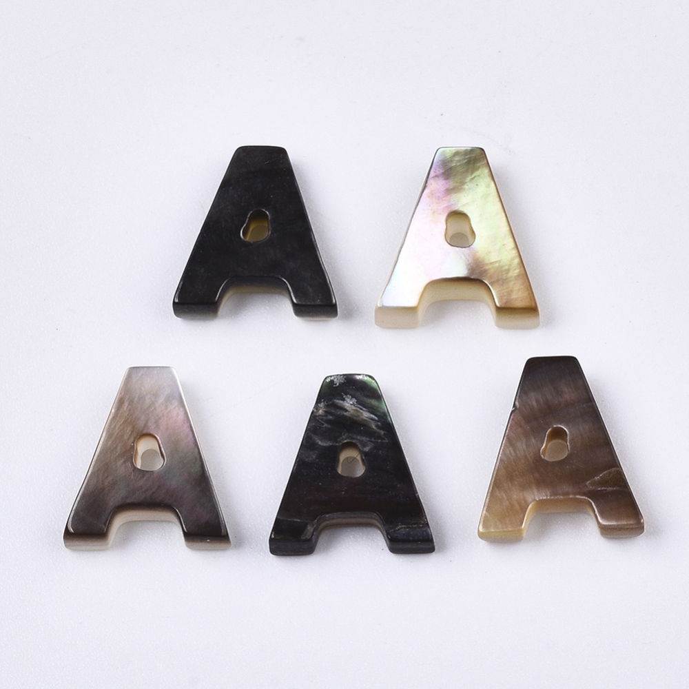 Natural Black Lip Shell Beads Top Drilled Beads Random Mixed Letters 8.5~11.5x6~11.5x2.5mm Hole: 0.6mm DIY