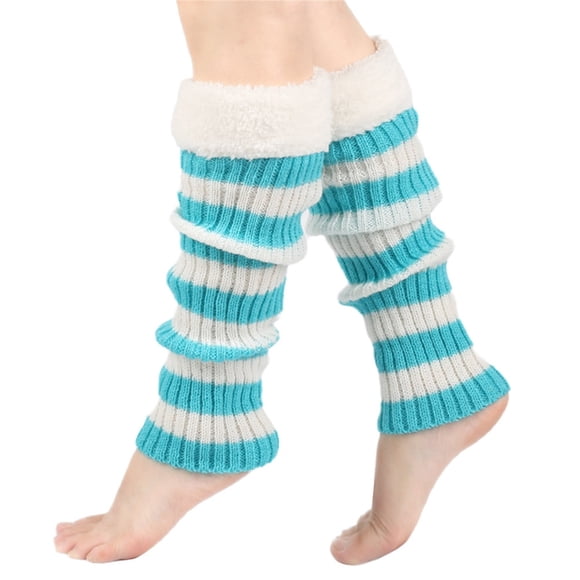 Leg Warmer Women's Winter Striped Knitted Sock Hairy Warm Leg Stacked Socks Christmas Warm Foot leg warmers for women