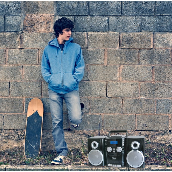 Naxa Electronics NPB-426 Portable CD Player with AM/FM Stereo Radio, Cassette Player/Recorder and Twin Detachable Speakers