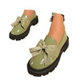thumbnail image 3 of Women's Cute Bowknot Design Loafers Trending Solid on Loafers for Daily Wear Color Green Size 42, 3 of 6