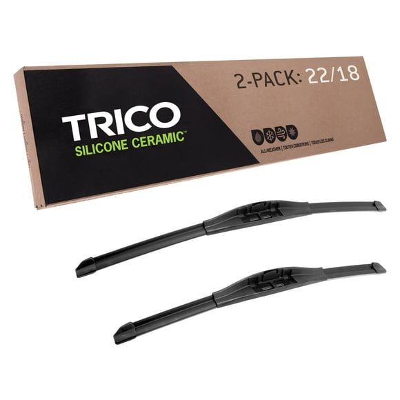 TRICO Silicone Ceramic Automotive Replacement Windshield Wiper Blade, Ceramic Coated Silicone Super Premium All Weather includes 22 inch & 18 inch Beam blades (90-2218)