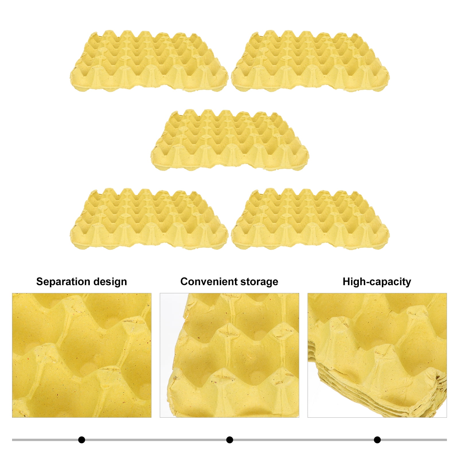 WORGEOUS 5-Pack Yellow Paper Storage Trays and Racks for Quail Eggs and Frying Cartons Organizer