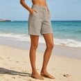 thumbnail image 4 of Gtoiithly Women's Summer Elastic High Waist Drawstring Wide Straight Leg Relaxed Fit Casual Shorts with Deep Pockets Khaki S, 4 of 5