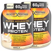 Body Fortress Vanilla 1.95lb Whey Protein Powder, 2ct Bundle