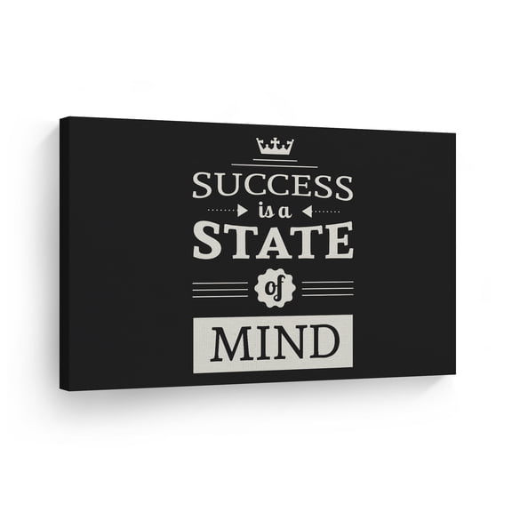 Smile Art Design Success is a State of Mind Black and White Lettering Motivational Canvas Wall Art Inspirational Wall Art Entrepreneur Quote Print Modern Office Decor Artwork Gift Ready to Hang 8x12