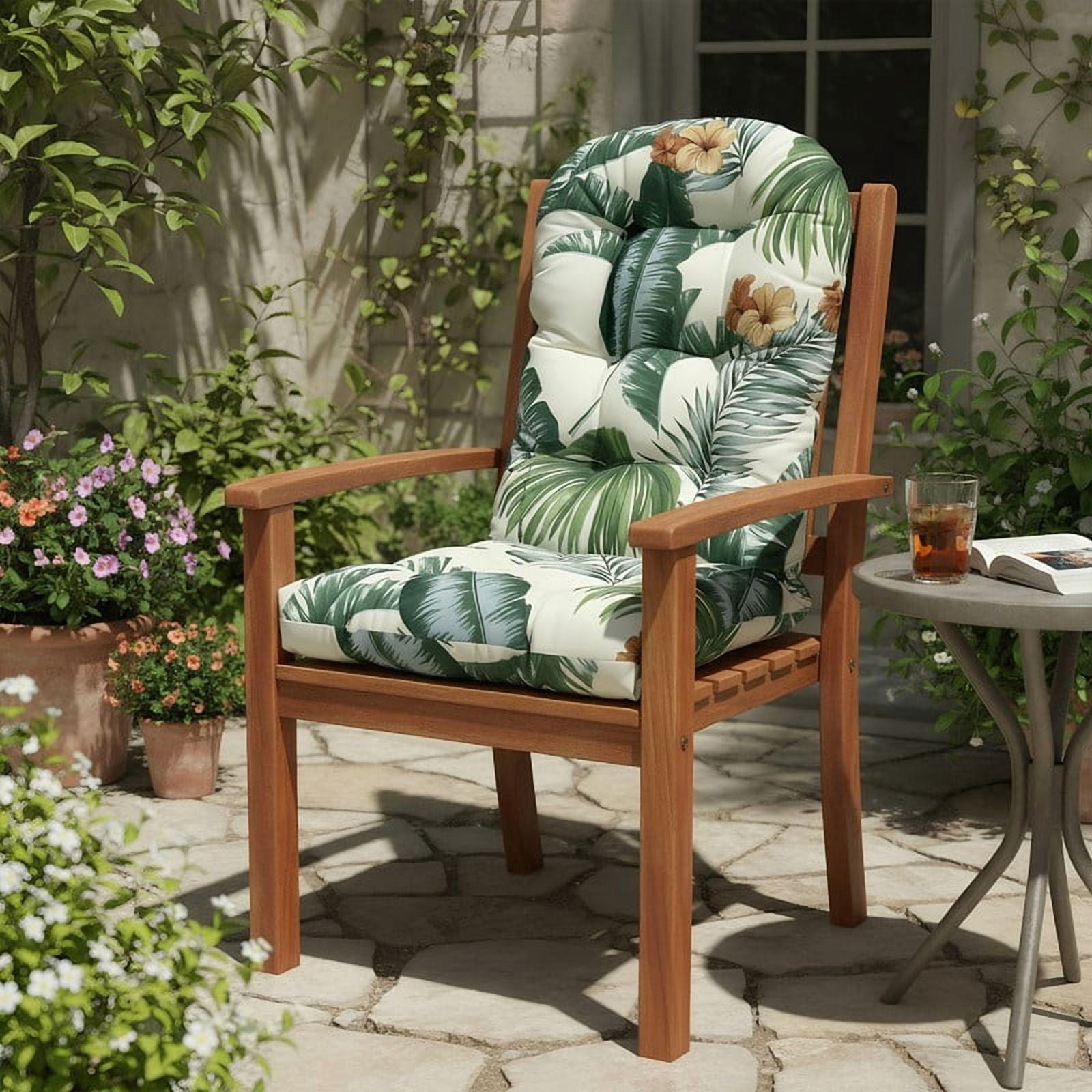 GKXLH Outdoor Adirondack Chair Cushions, Water Resistant Patio Rocking Chair Cushion, Non-Slip High Back Patio Pads with Ties (43" x 19" x 3", Hawaiian, 1 Pack)