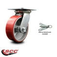 thumbnail image 2 of 6 Inch Red Poly on Cast Iron Caster with Ball Bearing and Swivel Lock SCC, 2 of 2