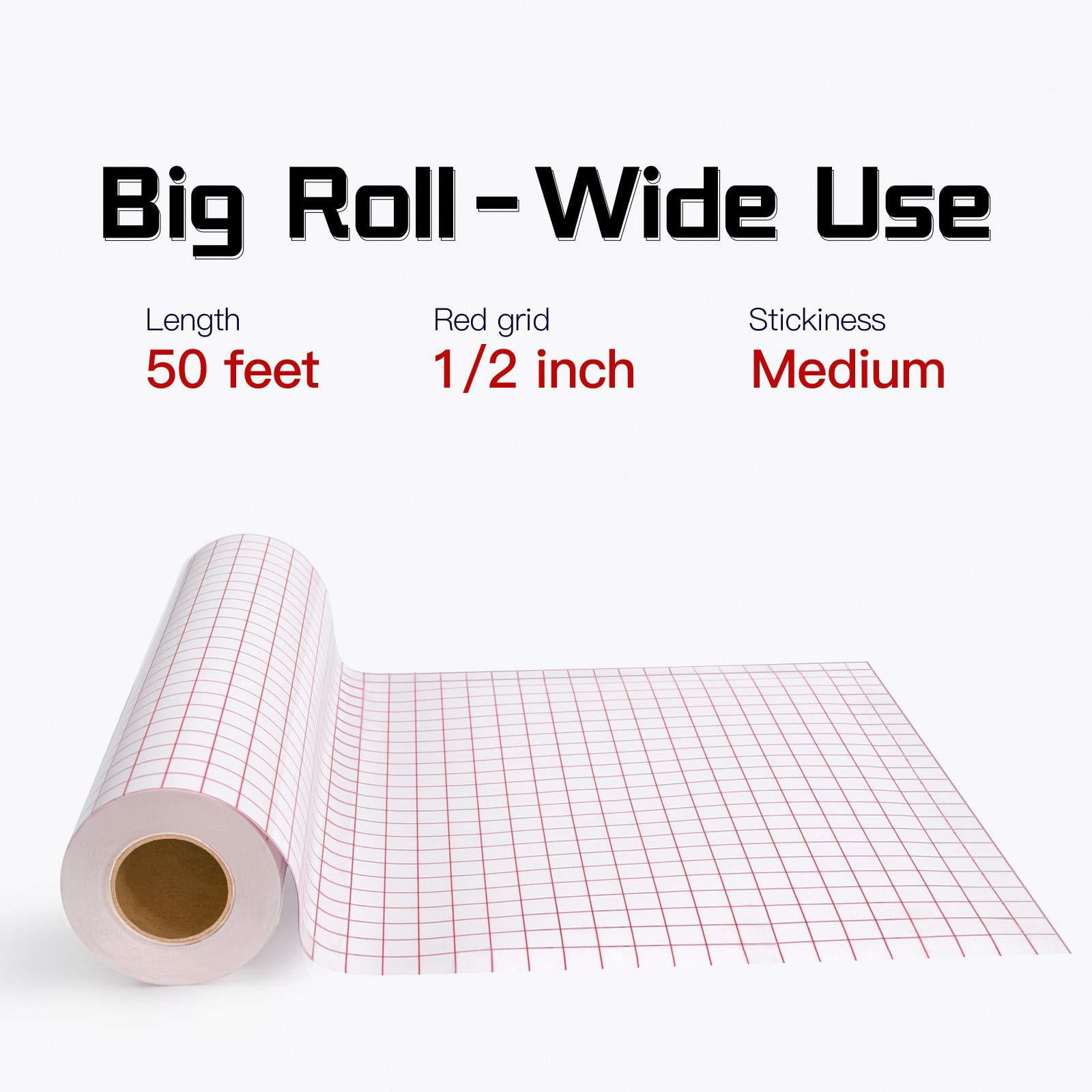Clear Vinyl Transfer Paper Tape Roll Red Alignment Grid  6" 12"x50ft 12"x10Ft 