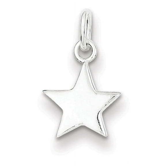 925 Sterling Silver Solid Polished Star Charm 15x10mm Wide Pendant Necklace for Women - 2.0 Grams