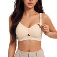 thumbnail image 5 of Women Nursing Bras for Breastfeeding, Maternity Sleep Bra, Pregnancy Full Bust Bralettes , Wireless V Neck Bralette, Ultra Comfort Postpartum Essentials Bra, 5 of 6