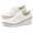 white, variant on Women's Pointed Toe Wedge Sneakers, PU Lace-Up Low-Top Shoes with Rubber Sole, 1 Pair