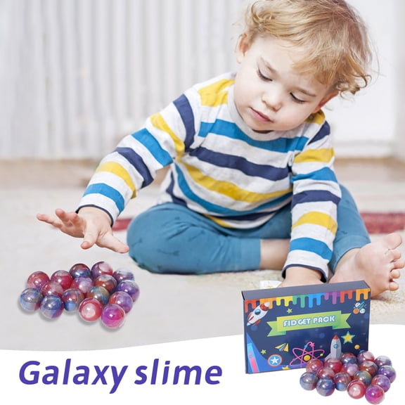 ELFINDEA Slime Party Favors,Galaxy Slime Balls–Stretchy-Stress Relief Slime,non-sticky slime,Sensory toys Easter Valentine's Day Gifts(Blue)