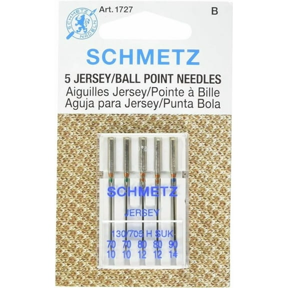 Teamwork Ball Point Jersey Machine Needles-Sizes 10/70 (2), 12/80 (2) & 14/90 (1)