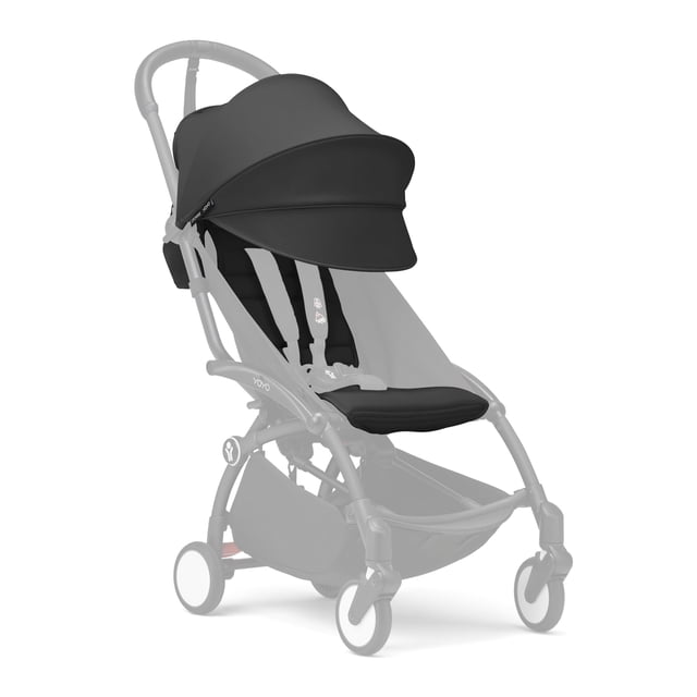 Stokke YOYO 6+ Color Pack, Black - Textiles Only: Seat Pad, Extendable Canopy & Zipped Back Pocket - Requires YOYO3 Frame (Sold Separately)