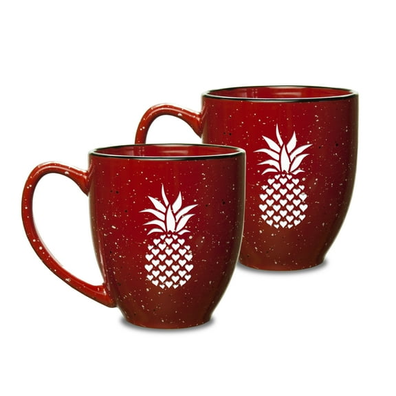 Pineapple 15 oz Red Bistro Mug - Set of 2