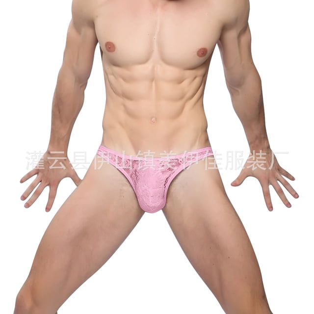 Tanga de encaje para hombres de Europa y Estados Unidos, ropa interior sexy, ropa interior sexy, pantalones T transparentes para hombres
