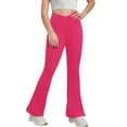 thumbnail image 2 of Kilaqueen Girls Flare Leggings V Crossover High Waisted Yoga Pants Kids Stretch Dance Bell Bottoms Bootcut Wide Leg Workout Pants with Pockets, 2 of 8