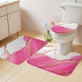 thumbnail image 2 of Pink Marble Bath Mat 3 Piece Bathroom Rug Set, Nature Marble Crack Yellow Lines Art Non Slip Bath Rug Contour Mat and Toilet Lid Cover, Absorbent Shower Mats Soft Bath Rugs and Mats Sets, 2 of 8