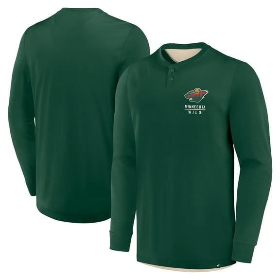 Men's Fanatics Green Minnesota Wild Adrenaline Push Long Sleeve Henley Shirt