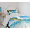 thumbnail image 4 of Ambesonne Ocean Quilted Bedspread Set 2 Pcs, Exotic Beach Shoreline, Twin Size, Green Blue White, 4 of 6