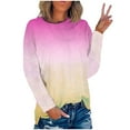 thumbnail image 1 of Nouveaux Hauts d'Été pour Femmes 2023 Grande Taille Mode Col Rond Manches Longues Imprimé Blouses Décontractées pour Sorties Chemise à Manches Longues pour Femmes, 1 of 3