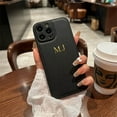 thumbnail image 1 of Personalised Customized Name Case For iPhone 16 15 14 13 12 11 Pro Max Initials Letters Leather DIY Cover 13 14 15 16 Pro Max black for iphone 15Pro Max, 1 of 6