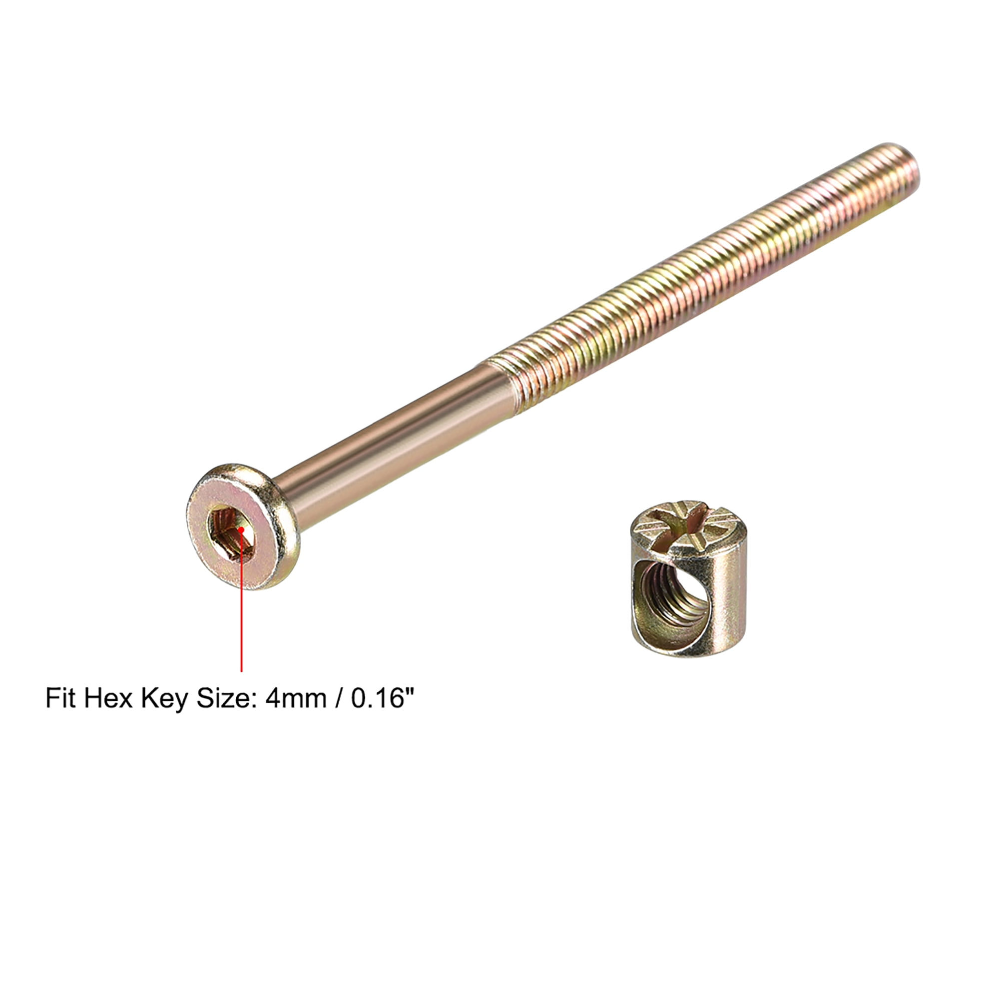 M6 x 90mm Furniture Bolts Nut Set Hex Socket Screw with Barrel Nuts Phillips-Slotted Zinc Plated 20Sets