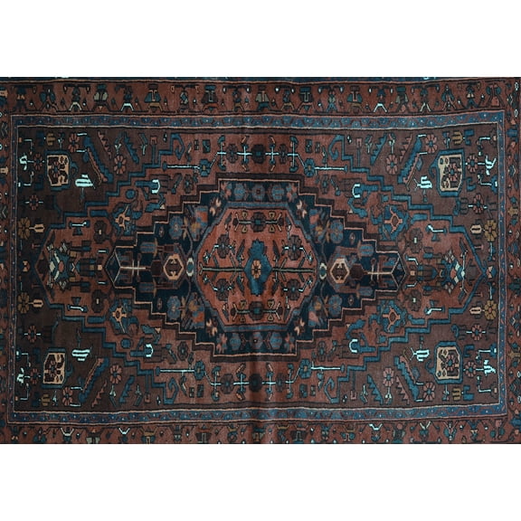 Ahgly Company Indoor Rectangle Persian Light Blue Traditional Area Rugs, 5' x 7'