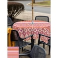 thumbnail image 5 of Outdoor Tablecloth with Umbrella Hole for Patio/Picnic/Party/Camping, Pink Orange Boho Waterproof Table Cloth Square Cover Washable, Vintage Ethnic Tribe Abstract Art (54"x 54"), 5 of 8