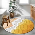 thumbnail image 3 of Round Rugs 3Ft, Yellow Coastal Beach Round Area Rug Washable Indoor Throw Carpet, Farmhouse Simple Sea Waves Lines Small Non Slip Circle Rug for Bedroom Living Room Home Decor Aesthetic, 3 of 8